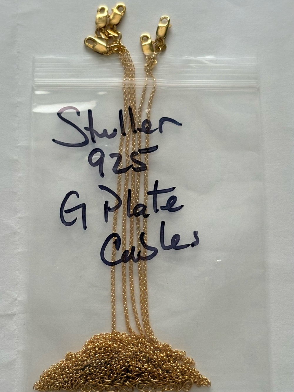 5x Stuller 925 Gold-Plated Adjustable Cable Chain w Lobster Clasp 1.1mm